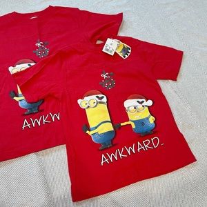 Despicable Me Minions Red Christmas T-Shirt Kids Size XS
